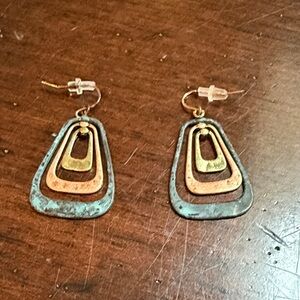 Elegant Gold and green Layered Earrings